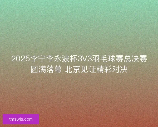 2025李宁李永波杯3V3羽毛球赛总决赛圆满落幕 北京见证精彩对决