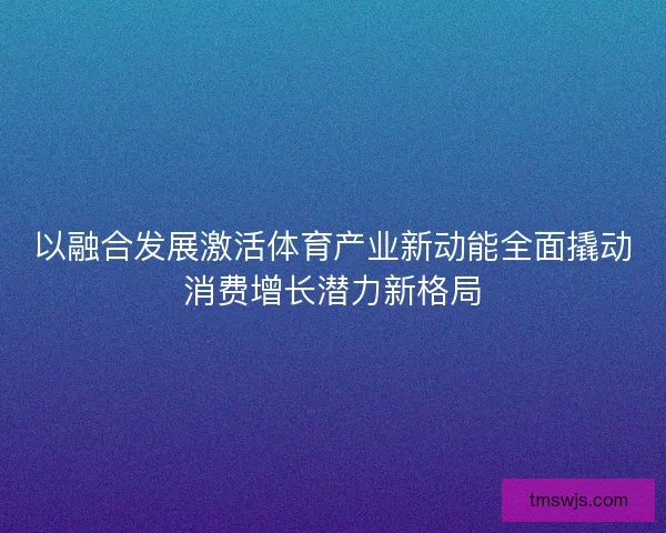 以融合发展激活体育产业新动能全面撬动消费增长潜力新格局